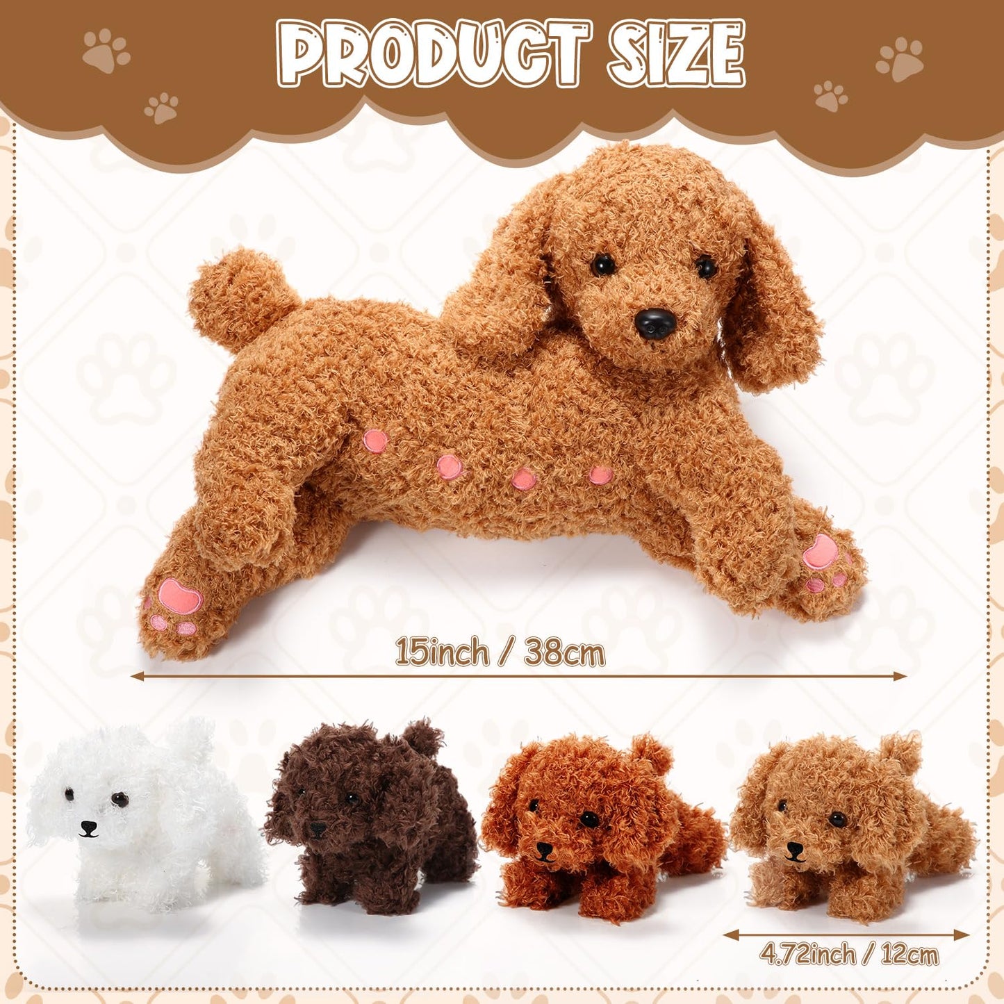 Honoson Nurturing Dog Stuffed Animal with Puppies Set Nursing Mommy Dog Plush with 4 Baby Puppies Soft Cute Stuffed Plush Toys f