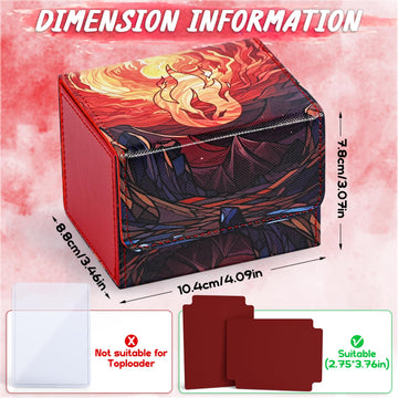 Uaono Deck Box For Mtg Cards, Trading Card Storage Box Holds 120+ Sleeved Commander Deck, Pu Leather Card Box Suits Tcg Magic Cards With 2 Dividers (Red,Flame)