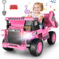Hikole 12V 4Wd Ride On Dump Truck With Electric Dump Bed, Kids Ride On Cars With Remote Control, Shovel, Led Lights, Music Playe