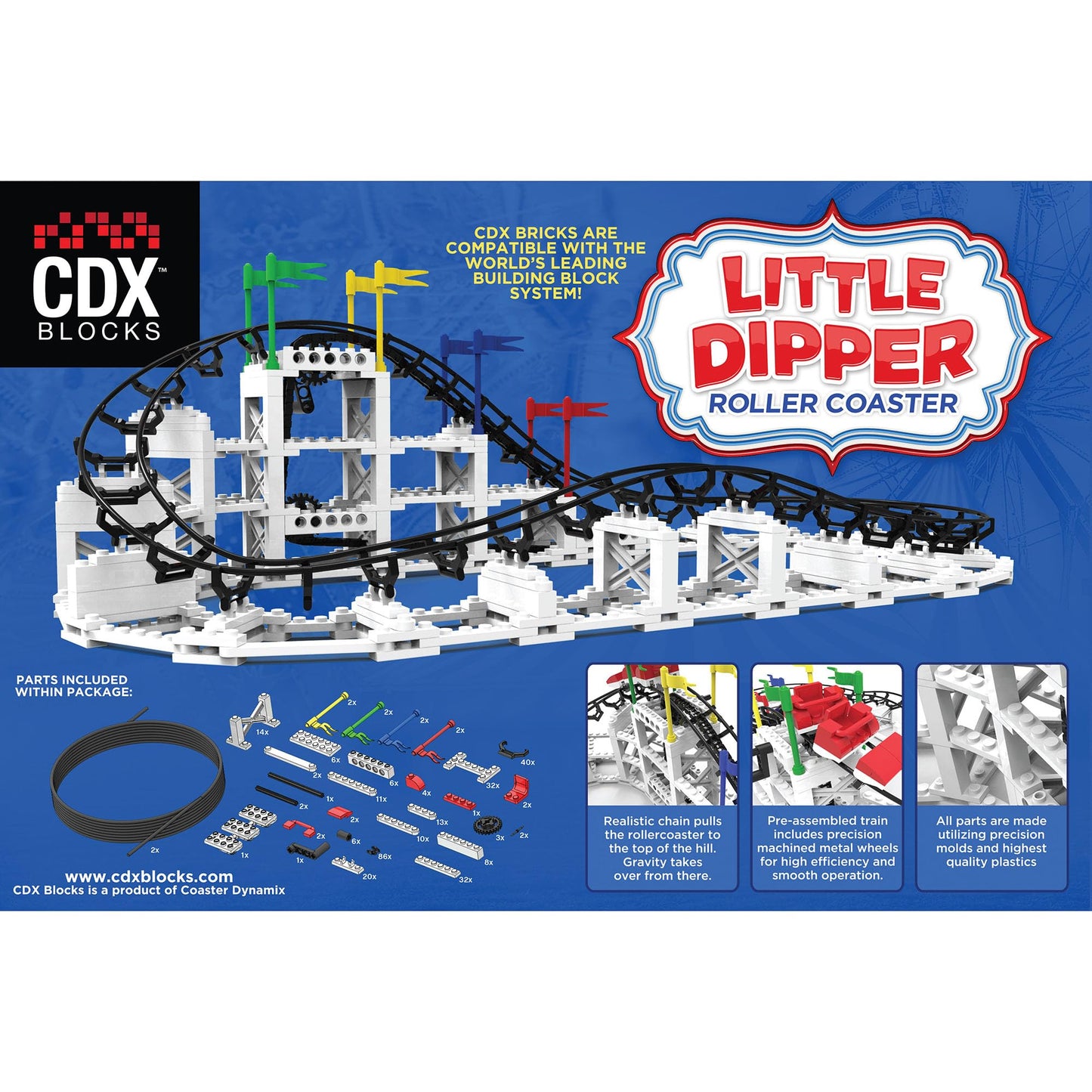 CDX Blocks Building Brick Set - Little Dipper, 324 Pcs, Multicolor, Gravity Powered Roller Coaster, STEM Learning Model CDXLD01