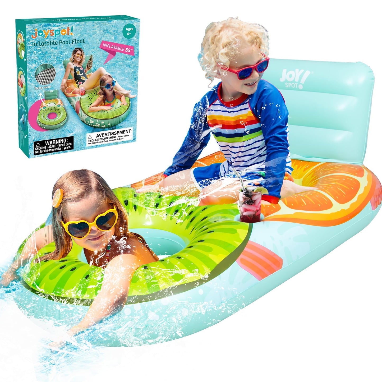 Fruit Inflatable Pool Float mature-themed - Summer Gifts for Women Kids  Heavy-Duty Pool Floaties Lounger Floats Floating Chair Raft with Cup Holder Double Water Floaty Lake Tanning Float Beach Birthday Party
