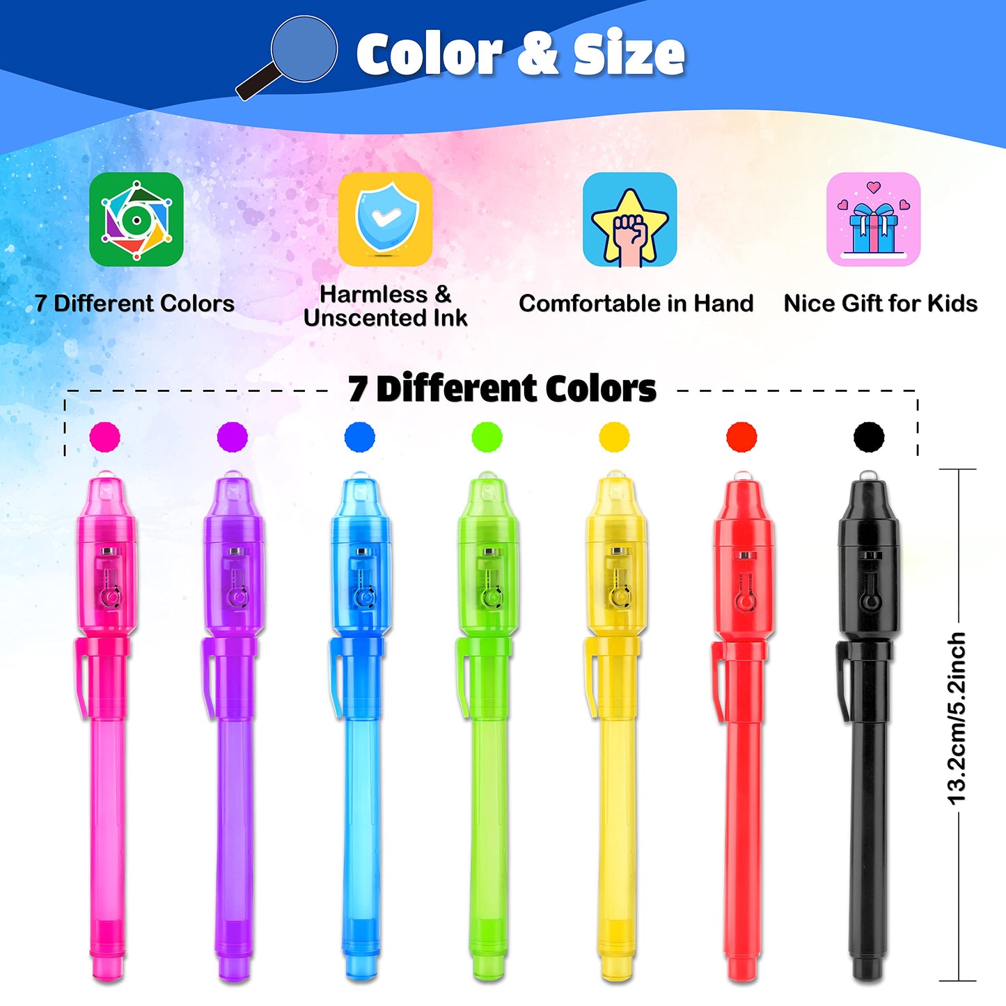 Giftinbox Invisible Ink Pen, 28Pcs Spy Pen With Uv Light For Kids, Birthday Party Favors For Kids 4-8 8-12, Classroom Prize For Students Magic Marker For Secret Message