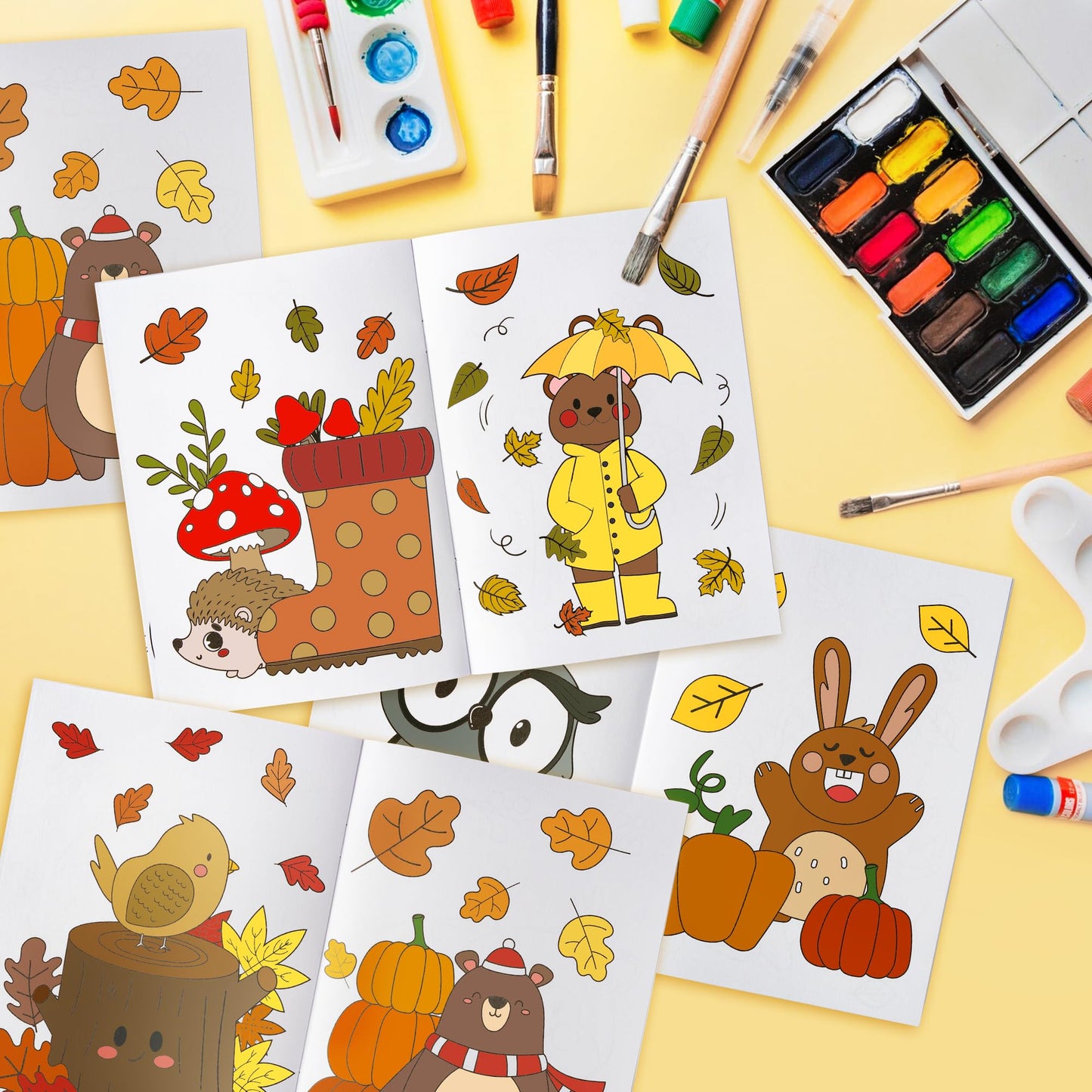 24Pcs Animal Theme Coloring Books For Kids Bulk Fall Mini Coloring Booklet Autumn Diy Art Drawing Book With Squirrel Hedgehog Fo