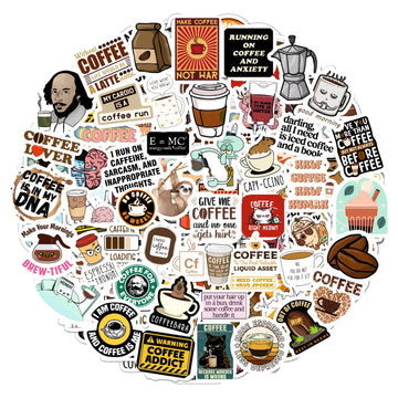 Bulbacraft 100Pcs Funny Coffee Stickers For Planner, Coffee Funny Quote Decals For Laptop, Scrapbook & Water Bottles, Funny Coff