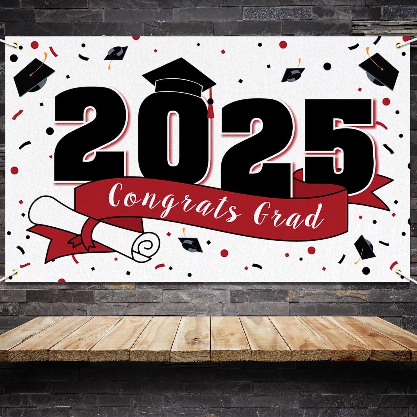 LASKYER 2025 Congrats Grad Graduation Party Decorations - Class of 2025 Large Hanging Photoprop Backdrop Banner,2025 Gard Sign D