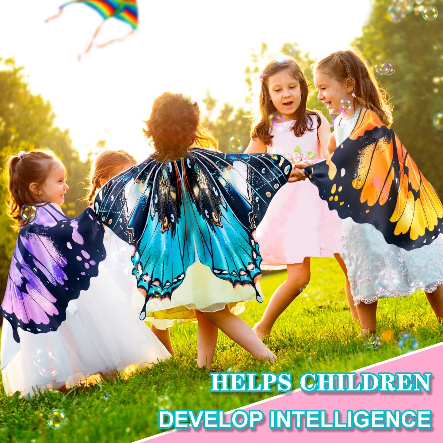 Irolehome Monarch Butterfly-Wings For Kids Girls Princess Dress-Up Fairy Costume For Toddler Big Sister Gifts Dance Party Toy