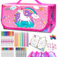 Weirtoya 56 Pcs Washable Scented Markers Set With Glitter Pencil Case, Mermaid Unicorn Art Supplies For Kids 468, Arts And Cra