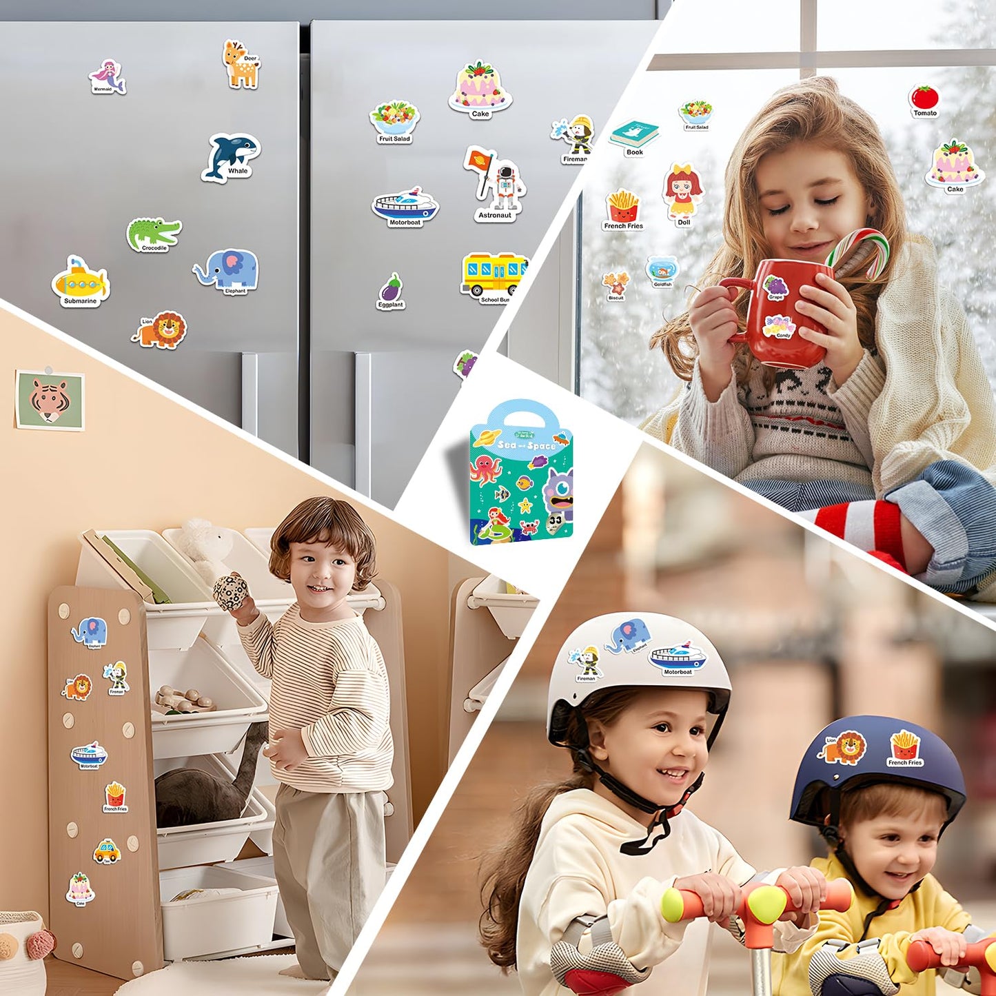 Towjug 3 Set Reusable Stickers Book For Toddles, Preschool Learning Activity Sticker Books, Jelly Stickers Quiet Books For Girls