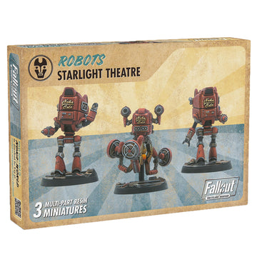 Modiphius Entertainment: Fallout: Wasteland Warfare - Robots: Starlight Theatre Staff -3 Figures, 32Mm Unpainted Resin Rpg Miniatures, Nuka World Wave