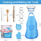 Kids Cooking and Baking Set,11 Pcs Kids Aprons for Girls,Chef Costume Set,Includes Kids Apron and Chef Hat,Mitt & Cooking Cutter
