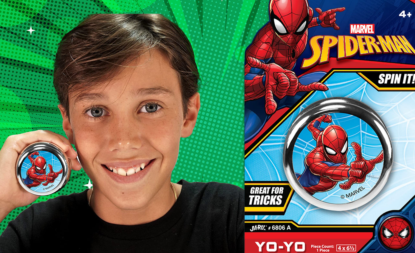 Ja-Ru Marvel Avengers Toys Yoyo Toy (2 Units Spiderman) Fidget Toy Superheroes Spiderman & Hulk Kids Yoyo Beginner String Trick Kids Yo-Yo Game Fidget Toys For Boys Spid-6806-2S