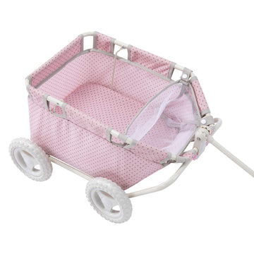Olivia'S Little World - Polka Dots Folding Princess Baby Doll Wagon, Toy Storage Wagon, Doll Furniture, Pink Polka Dots