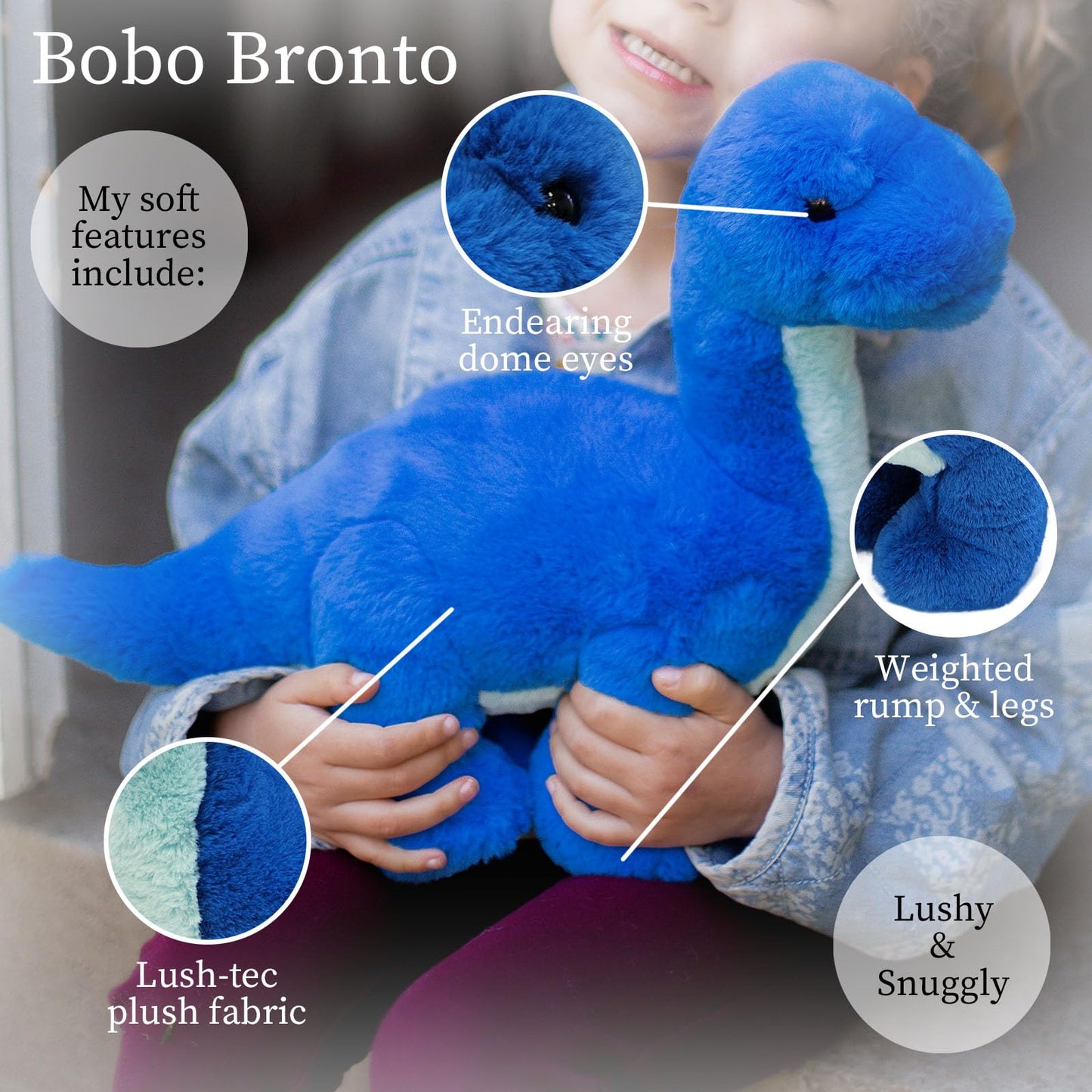 World's Softest Plush Bobo Bronto, Lushee, Large, 16'' Stuffed Animal for Baby, Toddler, Kids, Adults - Bronto Plush Toy-Adorabl