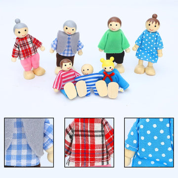ONEST 10 Pieces Wooden Dollhouse Family Set Mini People Figures Sets Dollhouse Dolls Wooden Doll Family Pretend Play Figures Acc