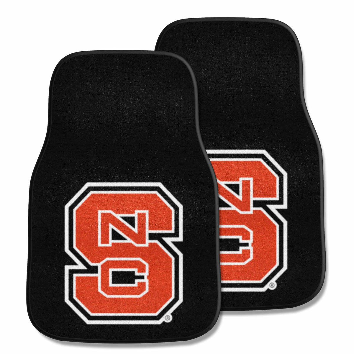 FANMATS 5285 NC State Wolfpack Front 2-Piece Team Logo Carpet Car Mat Set, Front Row Automotive Floor Mats, Non-Slip Backing, Te