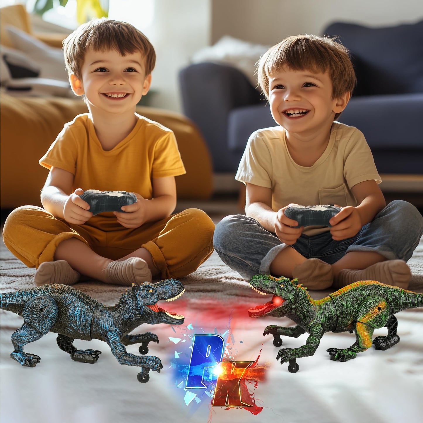 Remote Control Robot Dinosaur Toys For Kids 5-7,2.4G Electronic Rc Walking Dinosaur Pet For Boys 4-7 With Spray & Light & Roar,L