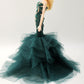 Cora Gu Handmade Classic Jade Green Embroidery Mermaid Dress Wedding Gowns Fit for 12 Fashion Doll & Dolls not Included