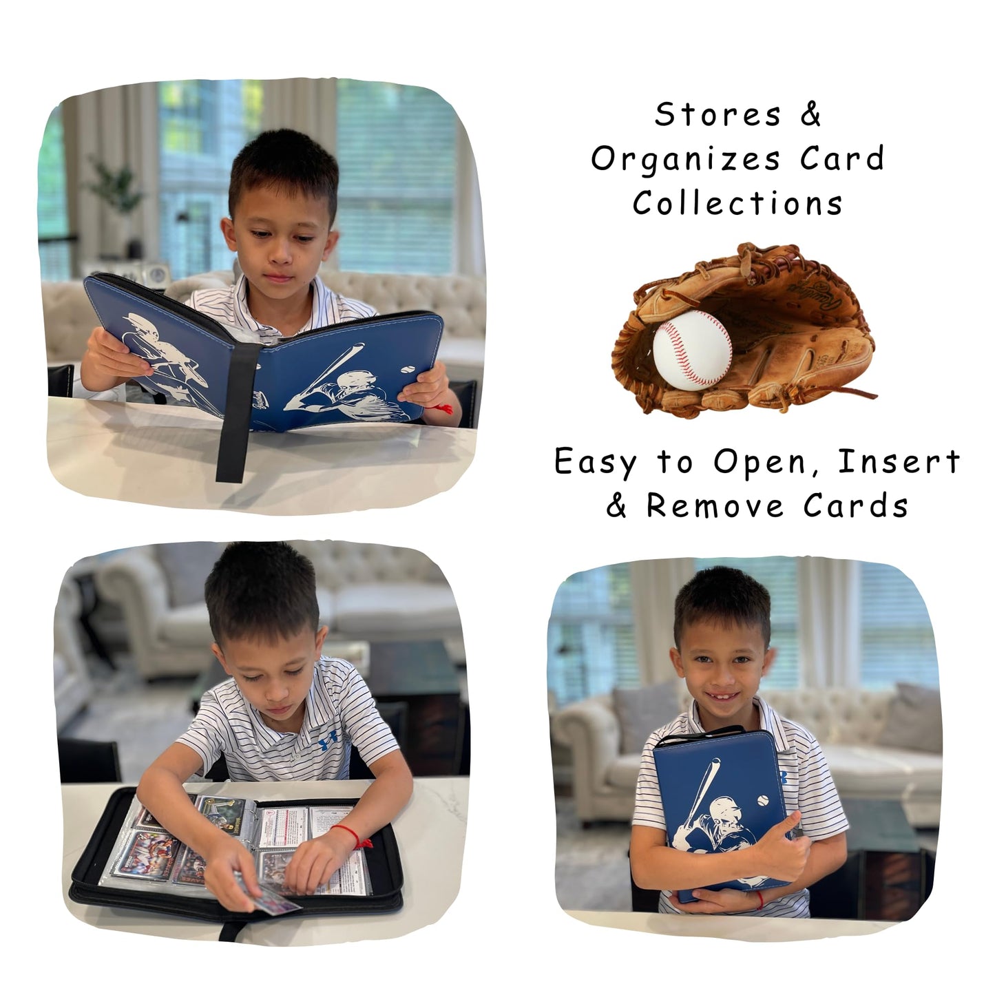 Baseball Card Binder  Trading Card Album with 55 Removable Sleeves Fit 440 Baseball Cards  Compatible with Topps Sports Cards & TCG Collections (Blue)