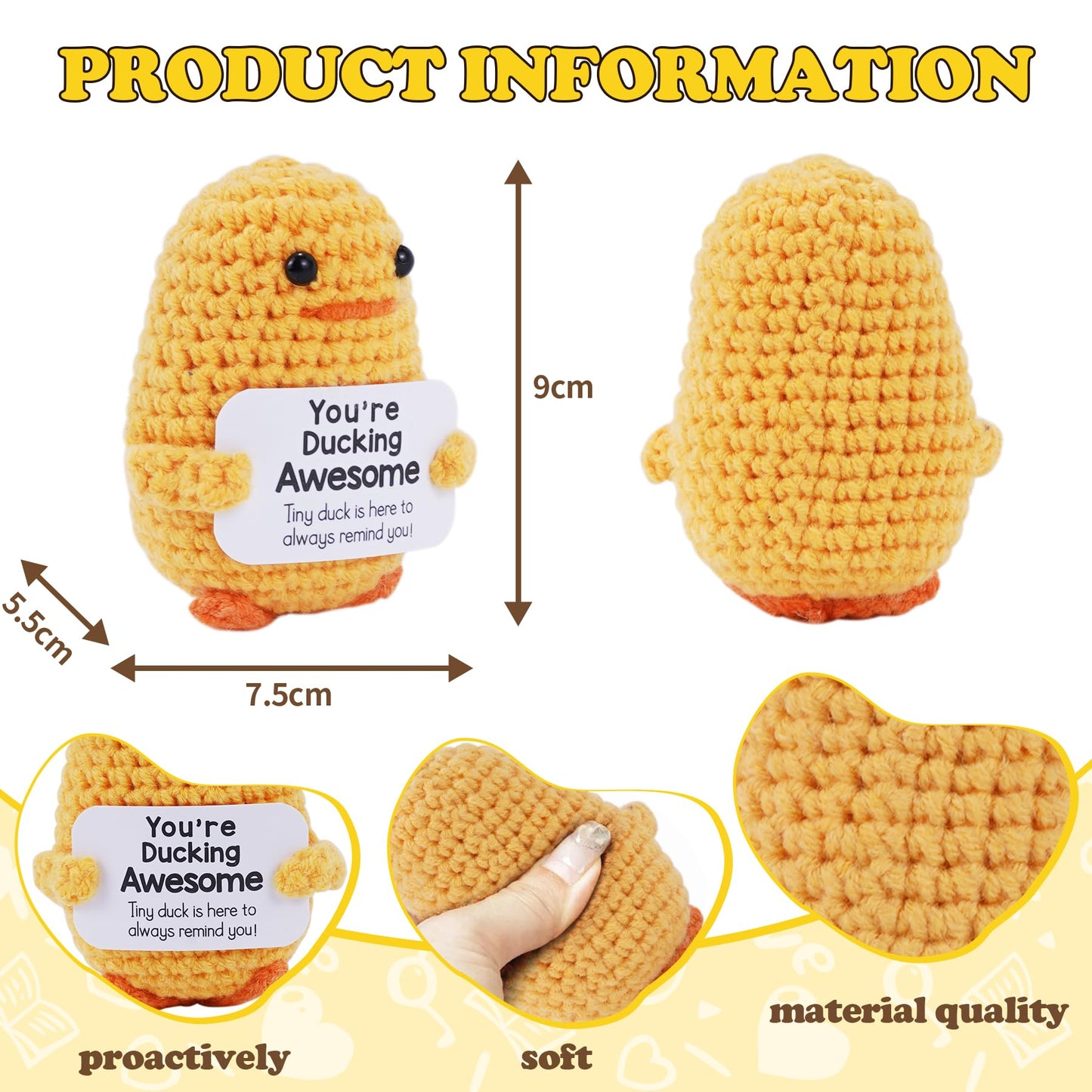JFEND Funny Birthday Gifts for Mom -I Duck Love You Mom Funny Mom Mothers Day Birthday Gifts Handmade Crochet Cute Small Duck Un