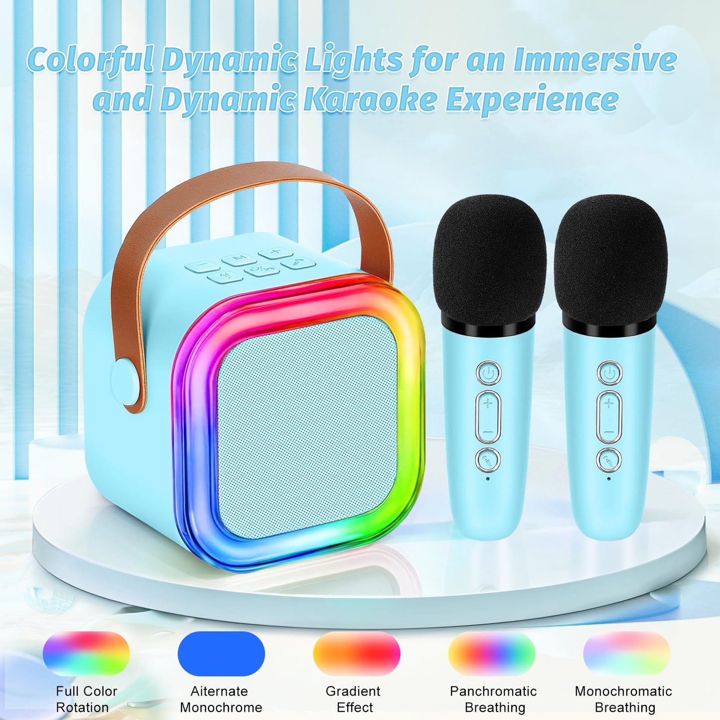 Mini Karaoke Machine For Kids,Girl Toys,Karaoke Microphone Wireless For Kids,Gifts For 4,5,6,7,8,9,10 Year Old Girl Toys (Blue)