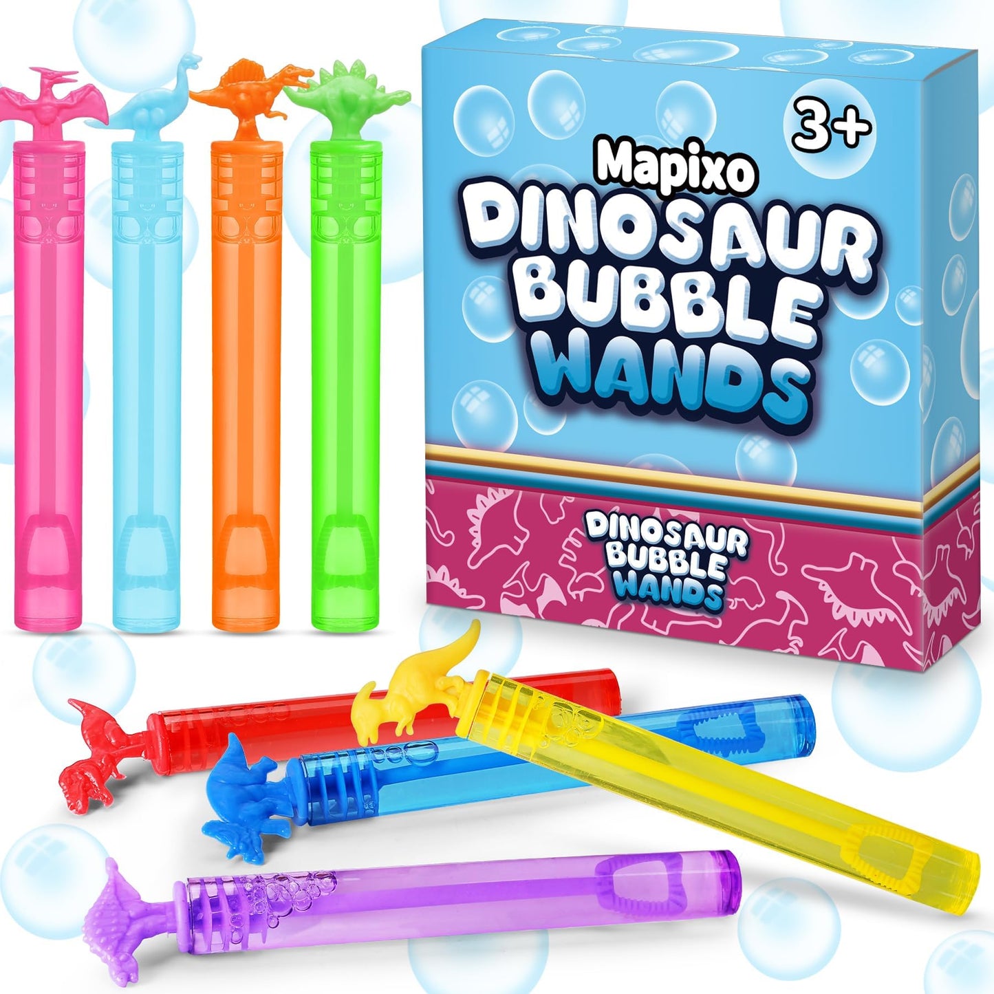 32 Pack Bubble For Kids Party Favors, 8 Style Mini Bubble Wands With Gift Box, Dinosaur Toys Bulk For Carnival Prizes Goodie Bag Stuffers Supplies, Birthday Bath Time Bubbles Blower Toy For Girl Boy