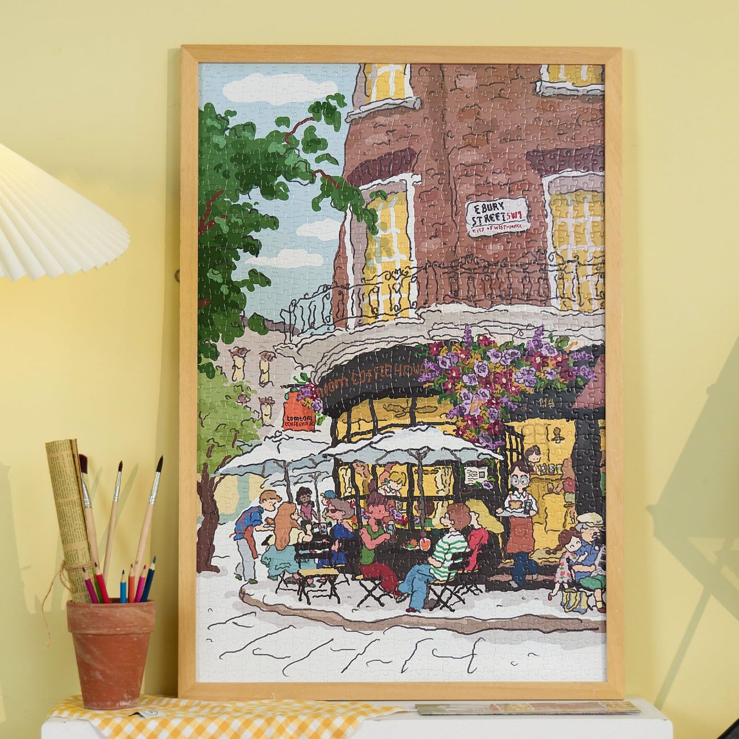 MOMIBOOK Puzzles for Adults 1000 Piece Jigsaw Puzzles of Afternoon at The Corner, Painting Image Sotre Puzzle Challenging Hard I