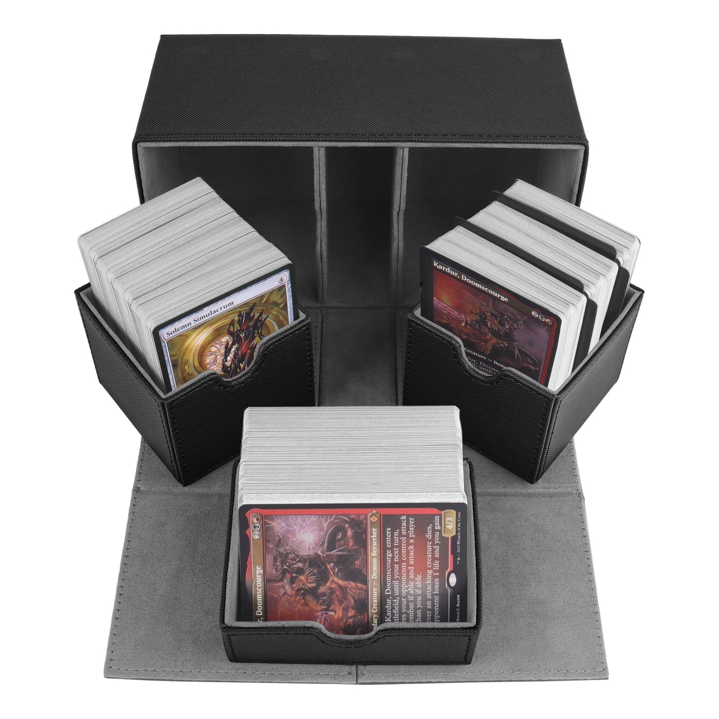 Yaxaza Durable Double Layer Card Box With Dice Tray For Mtg Commander Deck Box, Protects 200+ Double Layer Cards, Designed For M