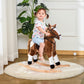 Qaba Kids Rocking Horse Plush Ride On Toy Toddler Rocker For Boys Girls Gifts With Realistic Sounds, Brown