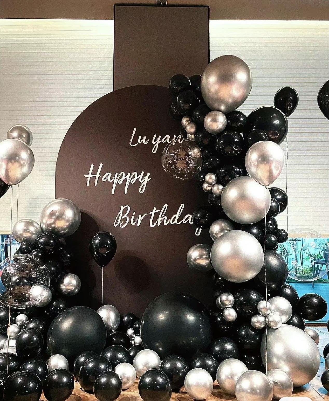 MEBAY Black Silver Balloons Garland Arch Kit, 146Pcs Latex Balloons, 18-5 Inch for Party, Wedding, Birthday Decorations