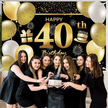 40Th Happy Birthday Banner Birthday Decorations For Men Birthday Party Decorations Birthday Backdrop