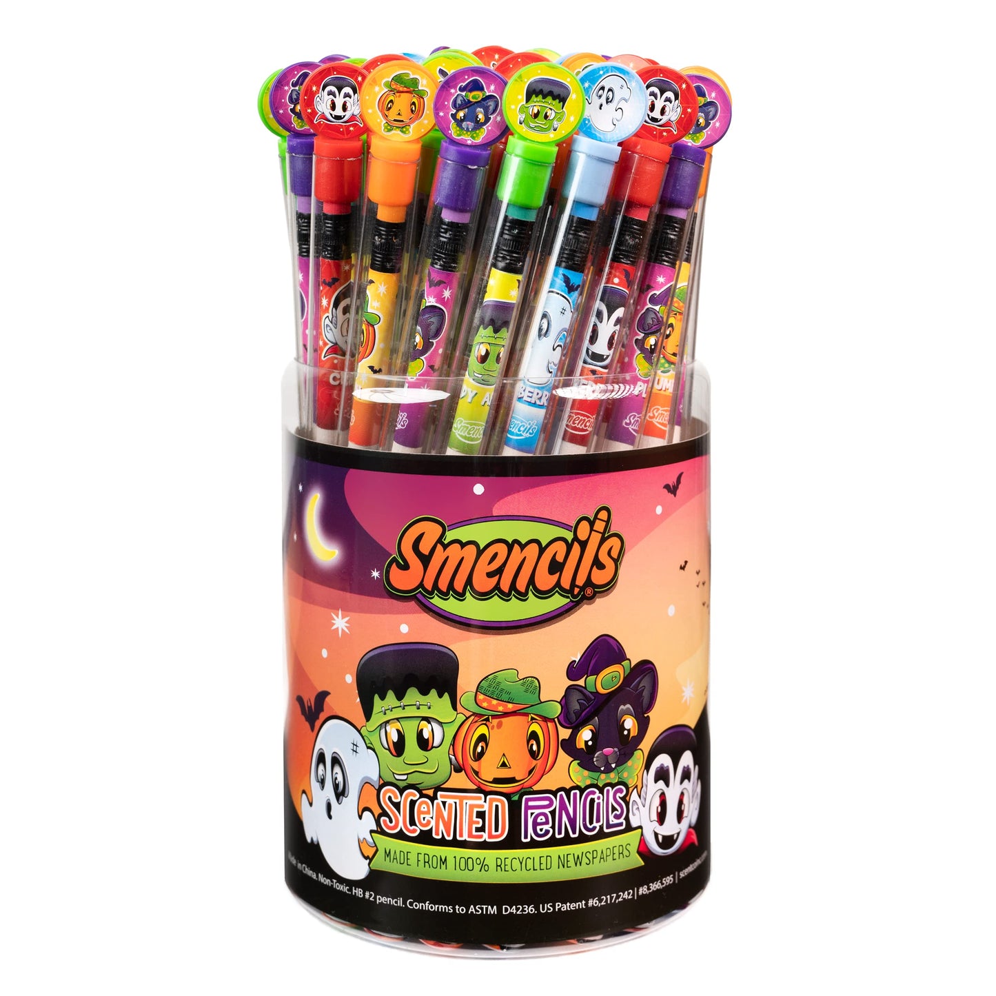 Halloween Smencils Cylinder - Hb #2 Scented Smelly Pencils, 50 Count - Gifts For Kids, Party Favors, Classroom Rewards