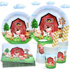 Watercolor Farm Birthday Party Supplies Plates Set For 25 Guests,125 Pieces Paper Plates Napkins Cups Dinnerware For Barnyard Fa