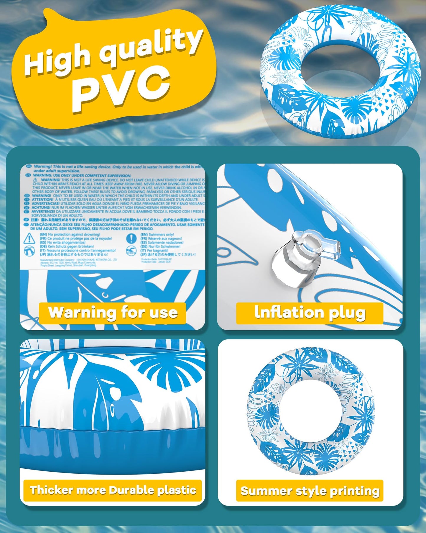 CACSPS Pool Float Rings 2-Pack - 90cm (35) Inflatable Swim Tubes for Kids & mature-themeds  Summer Water Toy (Pink + Green)