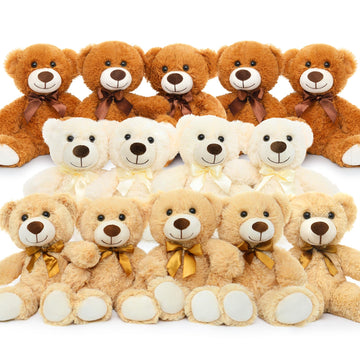 Morismos 14 Packs Bulk Teddy Bears, Small Teddy Bear Bulk Plush, Stuffed Bears Bundle For Girls Centerpiece Baby Shower 14In