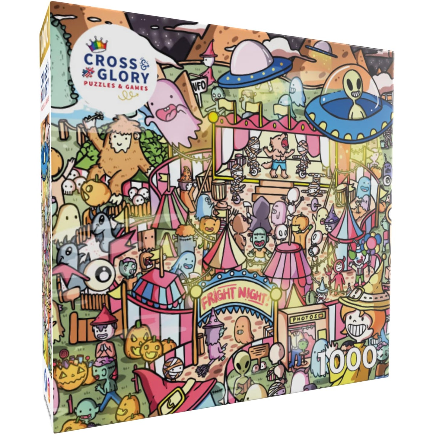Cross & Glory - Monster'S Gala: A Halloween Hauntfest - 1000 Piece Jigsaw Puzzle For Adults & Kids 12+ | Glare-Free | Vibrant Halloween Festival Scene