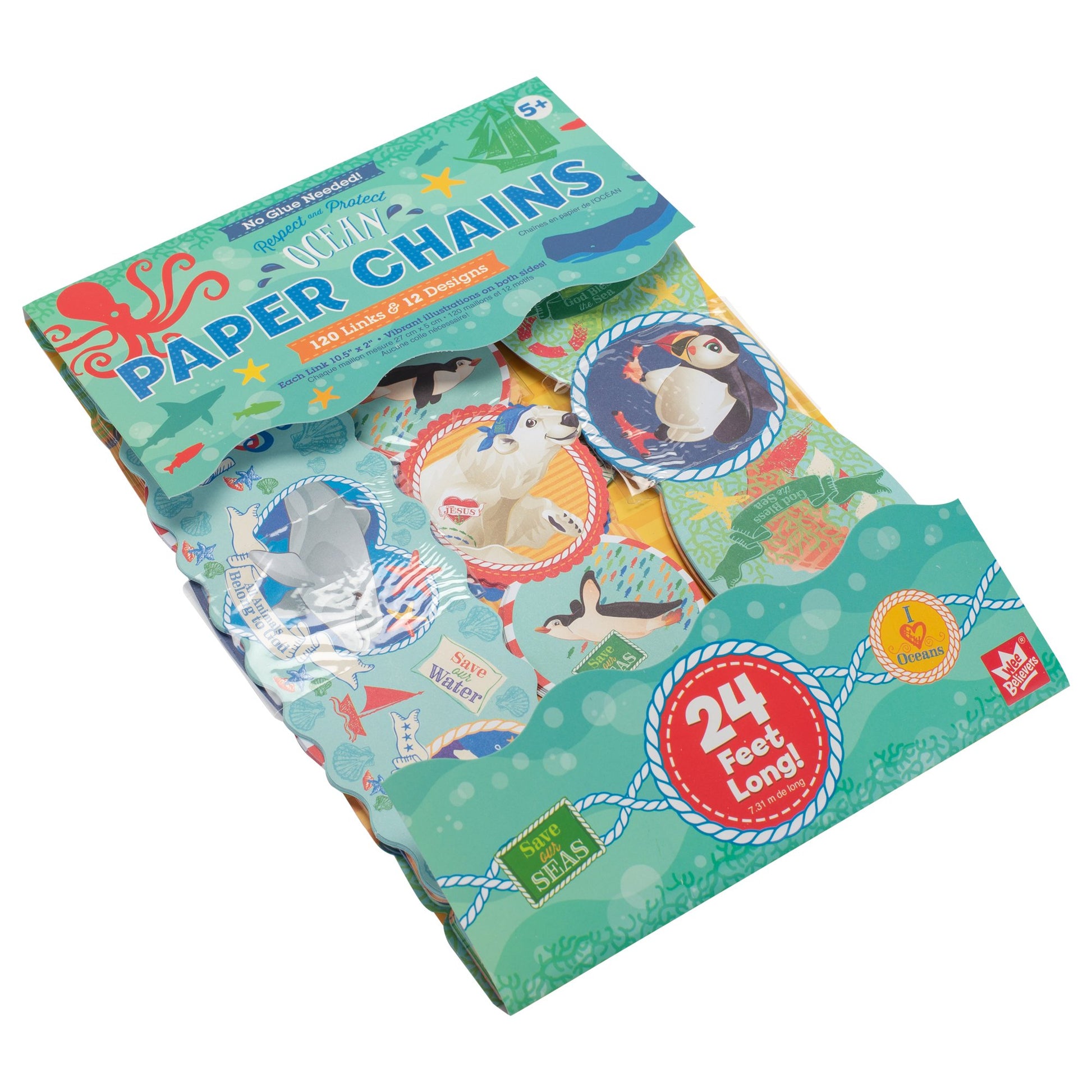 Wee Believers Oceans Respect and Protect Gods Creation 24 Foot Paper Chain Activity Set