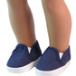 American Fashion World Red White and Blue Canvas Slip-Ons for 18-Inch Dolls | 3 Pack | enhanced Quality & Trendy Design | Dolls Shoes | Shoe Fashion for Dolls for Popular Brands