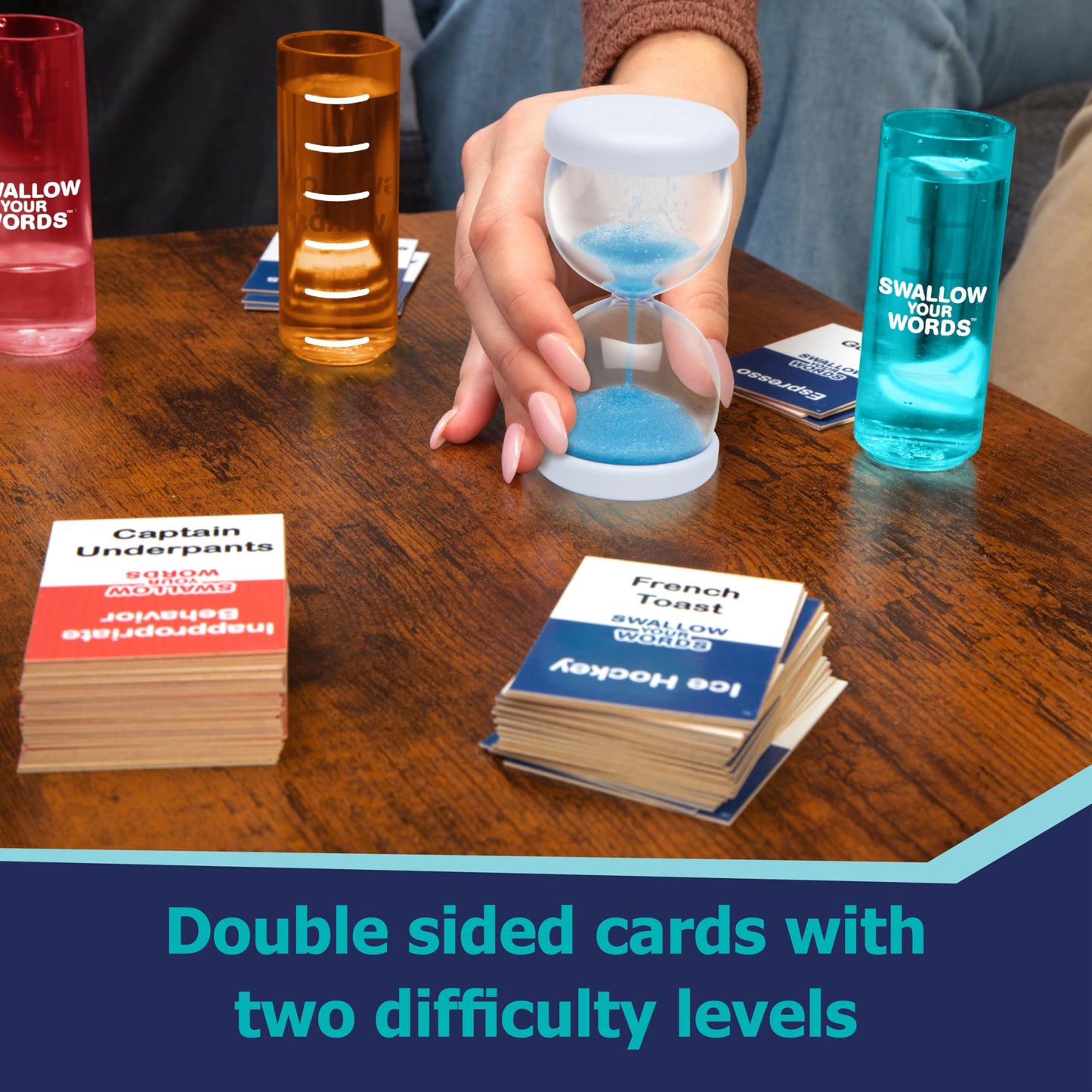 Playmonster Swallow Your Words Card Games - Board Game For Family Game Night, Sip It, Say It, Don'T Spray It, Multiplayer Game,