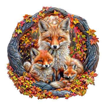 Jigfoxy Wooden Puzzle for mature-themeds  Foxes Jigsaw Puzzles for mature-themed  Unique Animal Shape Wood Cut Puzzles  Christmas Thanksgiving Gifts for Friends Family (L-13.4 * 13.4in-290pcs)