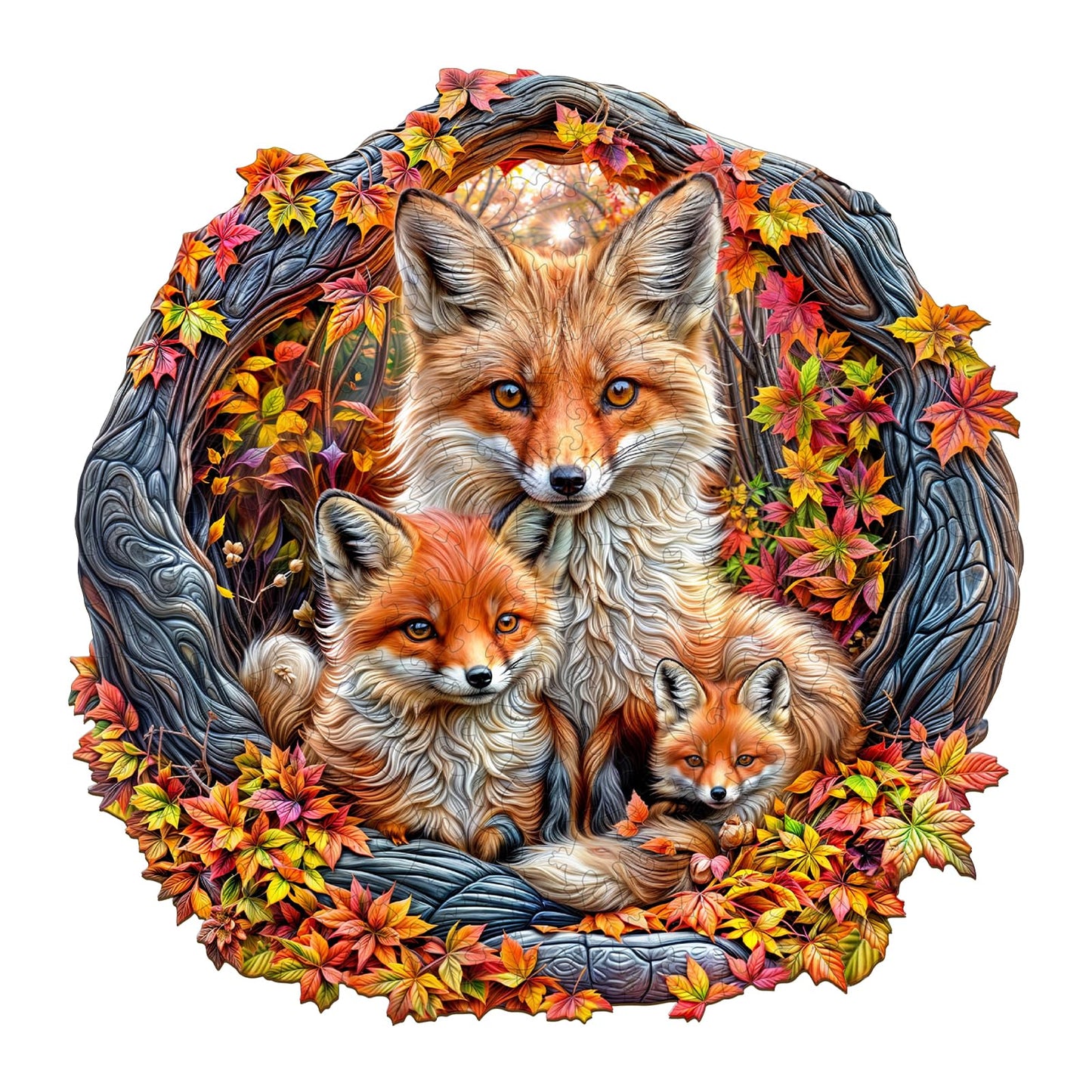 Jigfoxy Wooden Puzzle for mature-themeds  Foxes Jigsaw Puzzles for mature-themed  Unique Animal Shape Wood Cut Puzzles  Christmas Thanksgiving Gifts for Friends Family (S-8.5 * 8.5in-100pcs)