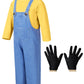 Mavoka Kids Costume For Boys Shirt Overalls Glove Halloween Party Cosplay 3-4T Yellow