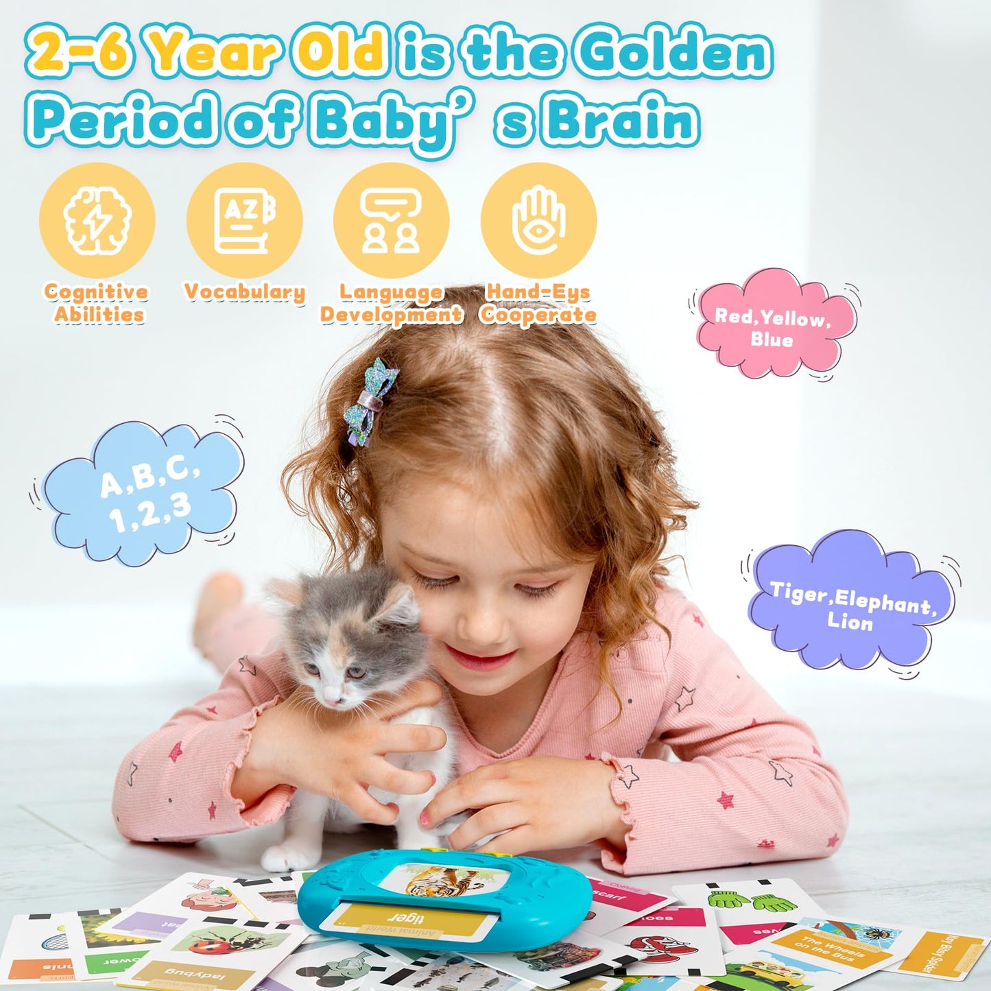 Homestec Toddlers Talking Flash Cards With American Accent & 288 Sight Words, Speech Therapy Toys For 3 4 5 6 Years Old Boys And