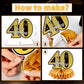 40Th Glitter Black Gold Birthday Banner Party Decorations, Happy 40Th Birthday Decorations Hanging Swirls Banner Honeycomb Centerpieces For Men Women Happy 40 Years Old Bday Party
