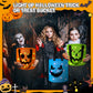 Sadnyy 3 Pcs Halloween Trick or Treat Bags Light up for Kids Pumpkin Candy Bucket LED Halloween Treating Baskets Reusable Goody