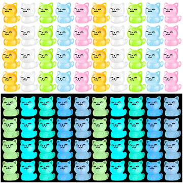 HFAYDZSW 40Pcs Luminous Mini Resin Cat, Miniature Cat, Glow in The Dark Tiny Cat Ornament for Garden Landscape Aquarium Dollhous