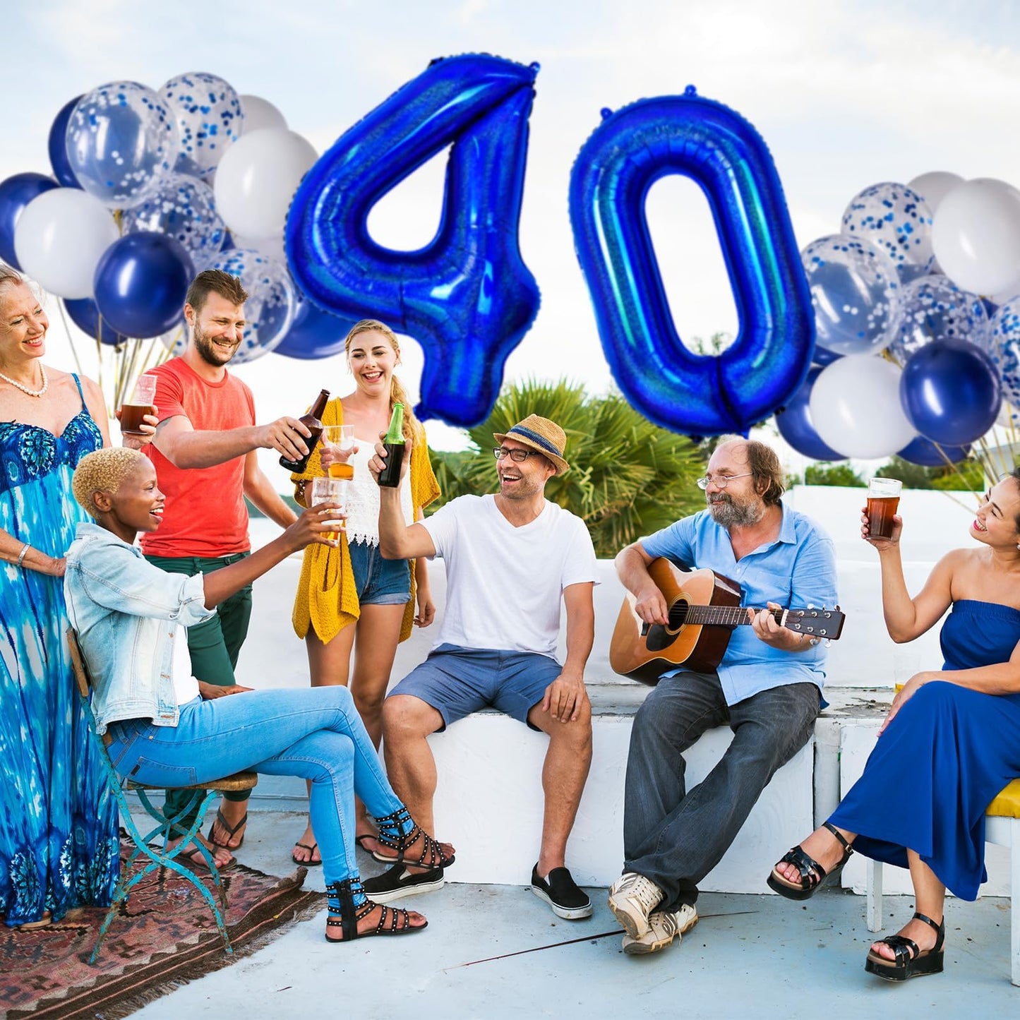 Number 40 Balloon 40 Inch, Navy Blue Big Number Balloon, Giant Foil 40 Balloons Numbers, Helium Birthday Balloons Number For Wom