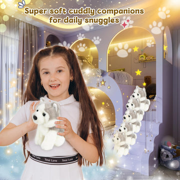 Forest & Twelfth 6'' Stuffed Husky, Soft Plush Toy, Cute Stuffed Animal For Boys And Girls, Realistic Looking Small Stuffed Anim