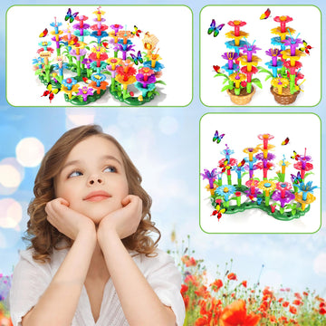 102Pcs Flower Garden Building Toys For Girls 3 4 5 6 7 Year Old, Upgrade Diy Building Stacking Toys, Stem Preschool Educational Toddler Toys Brain Development Kindergarten Kids Toy