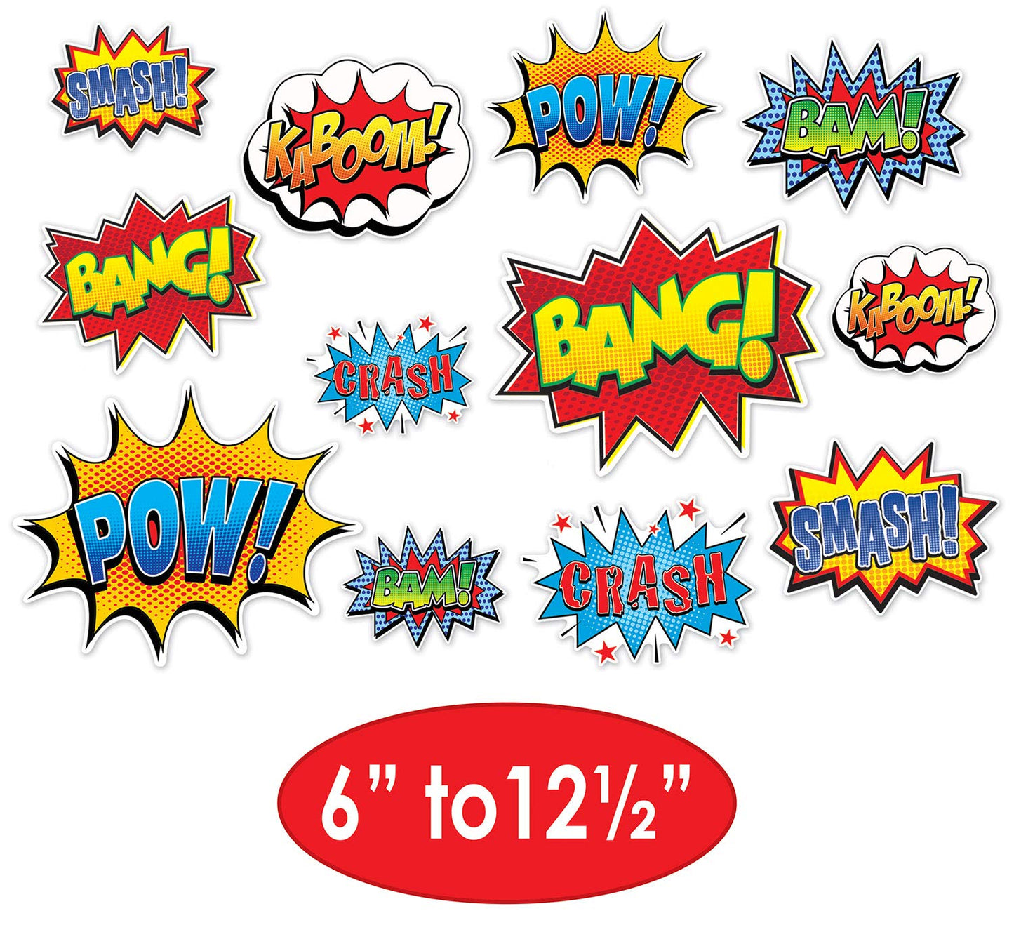 Beistle Hero Action Sign Cut Outs 24 Piece Comic Decorations Birthday Party Supplies 6    - 12.5   , Multicolored