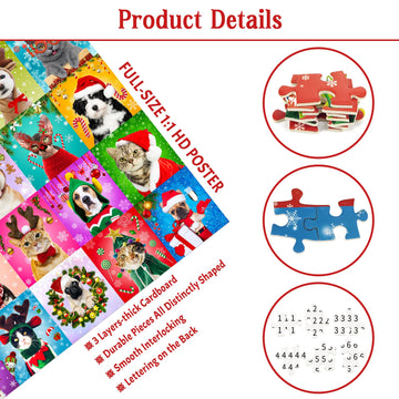1000 Piece Puzzle For Adults Christmas Puzzle, Christmas Pets Christmas Puzzles 1000 Pieces, Cats And Dogs Christmas 1000 Piece